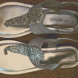 Dream Pairs Silver Glitter Sandals